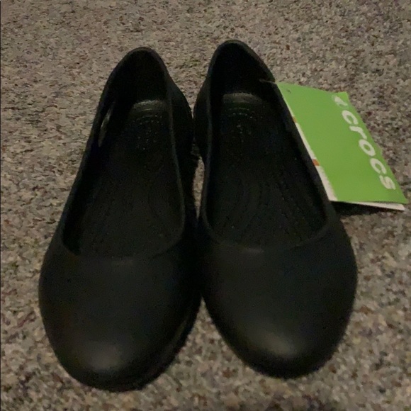 CROCS Laura Black Ballet Flats NEW - Picture 2 of 5